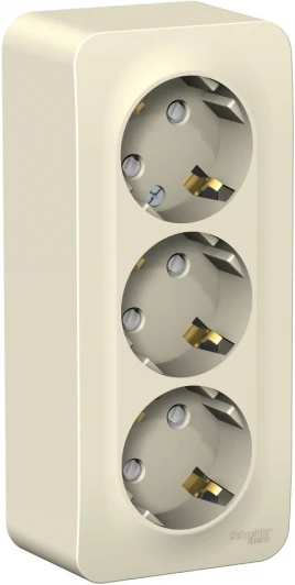 BLNRA011312 Розетка накладная тройная с заземлением и шторками (молочный) Systeme Electric Blanca BLNRA011312