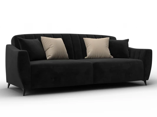 132536 Диван-книжка Лига-095 НПБ (ДВП,ДСП,ЛДСП,Брус,Фанера,ЛДВП/Металл/Велюр/Черный) Лига Диванов 132536