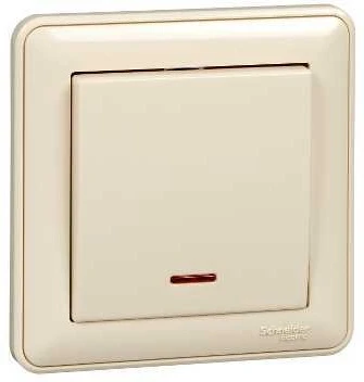VS110-153-28 Выключатель встраиваемый одноклавишный с подсветкой (слоновая кость) Systeme Electric W59 VS110-153-28