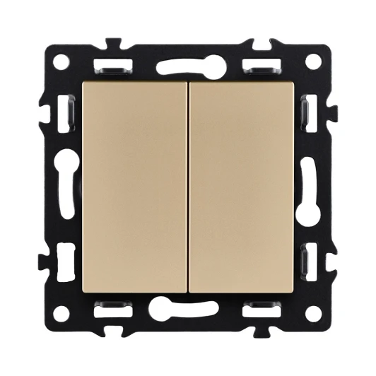 AS-025GD Выключатель кнопочный 2-клавишный 10А/250В золотой Kollinger Asthetik AS-025GD