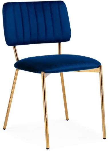 15651 Стул Woodville на металлокаркасе Armond dark blue / gold 15651