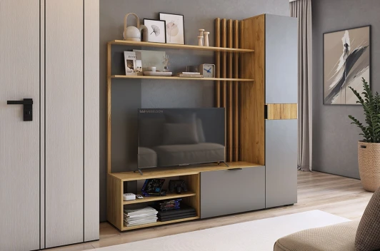 ГК01Бери.2564 Гостиная Бери К1, цвет дуб крафт золотой/графит Mebelson (арт.ГК01Бери.2564)