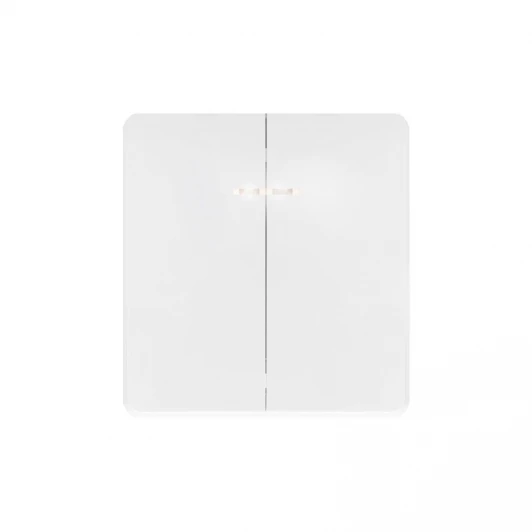 KR-78-0714-1 Выключатель двухклавишный с подсветкой 10А с/у перламутр Kranz Round KR-78-0714-1