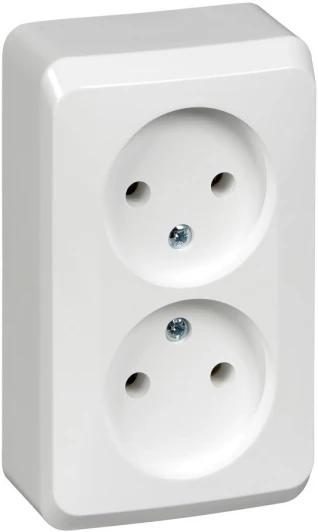 PA16-005B Розетка накладная двойная без заземления (белый) Systeme Electric Этюд PA16-005B
