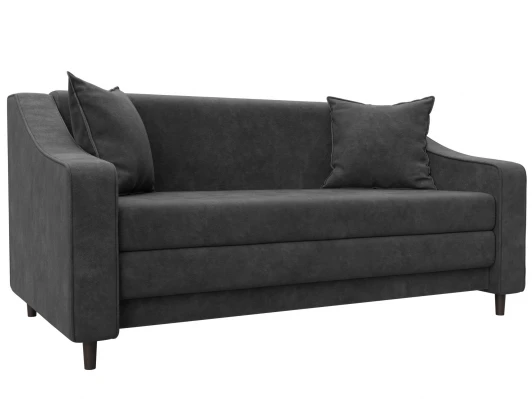 129779 Диван прямой Лига-071 (ЛДСП,Брус,Фанера/Дерево/Велюр/Темно-серый) Лига Диванов 129779