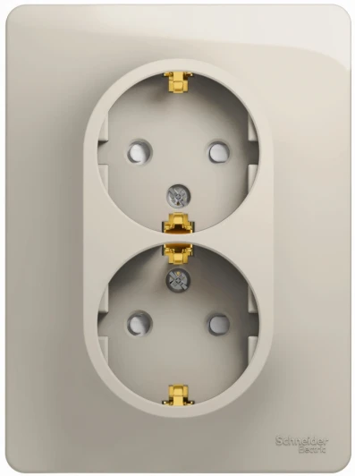 GSL000926 Розетка встраиваемая двойная с заземлением и шторками (молочный) Systeme Electric Glossa GSL000926