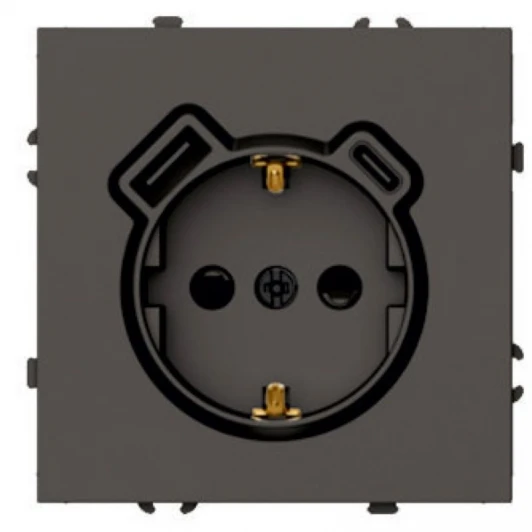 50361 Розетка с заземлением и шторками с USB Type A+С (антрацит, soft touch) Stekker Эмили 50361