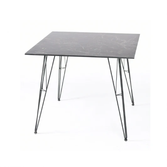 3029-90-90-SHT-TU10 Обеденный стол из HPL квадратный 90х90см, цвет черный мрамор 4SIS Руссо 3029-90-90-SHT-TU10