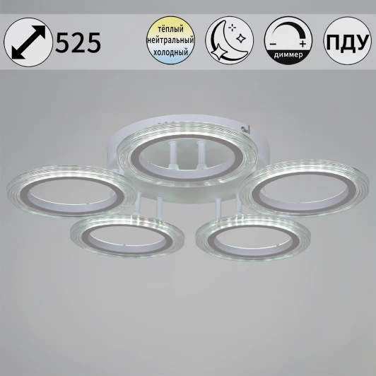 09812-3.3-05A WH Потолочная люстра светодиодная на штанге с пультом Reluce 09812-3.3-05A WH (ночной режим, 220V, кольцо)