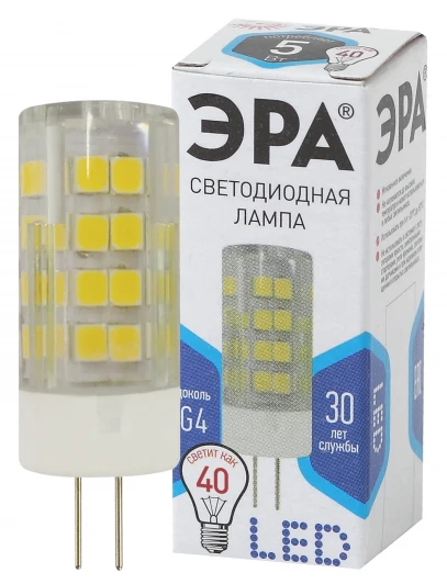 LED JC-5W-220V-CER-840-G4 Лампочка светодиодная G4 5W ЭРА LED JC-5W-220V-CER-840-G4