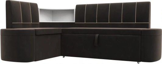 126142L Диван кухонный угловой Тефида левый угол (Коричневый,Бежевый/Велюр) Лига Диванов арт.126142L