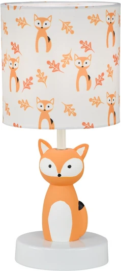 10166/L Fox Настольная лампа Escada Animal 10166/L Fox 1х40Вт Е14, керамика/ткань, оранжевый/белый/орнамент лисички (для детской, 220V, выключатель, животные, для девочки)