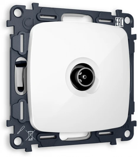 MO113030 ТВ-розетка проходная (белый глянец) Ambrella Volt QUANT MO113030