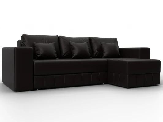 129852 Диван угловой Лига-076 угол универсальный (ДСП/Пластик/Экокожа/Коричневый) Лига Диванов 129852