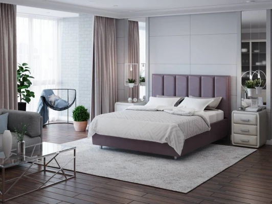 1923322 PROxSON Кровать Routa без основания (Ткань: Рогожка Тетра Слива) 80x190