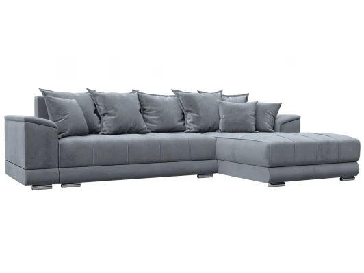 127942 Диван угловой НордСтар правый угол (ДСП,Брус/Пластик/Велюр/Серый) Лига Диванов 127942