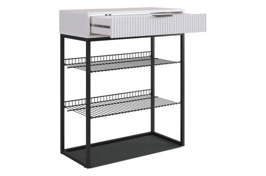 173128.3323 Обувница Вельвет Mebelson (ЛДСП,Металл/Светлое дерево,Белый,Черный) арт.173128,3323