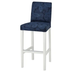994.290.31 БЕРГМУНД Стул барный, белый, Квильсфорс темно-синий/синий
