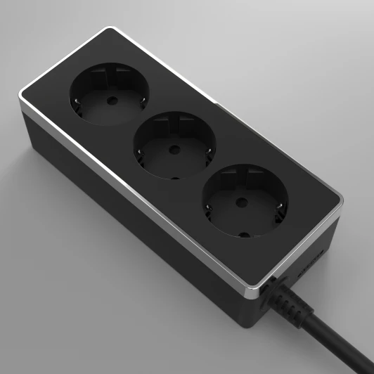 W6523635 Удлинитель Gallant 3-х местный 3 м черный/хром W6523635 (a048487)