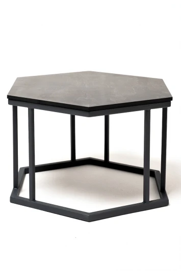 RC658-50-50-4sis Интерьерный стол из HPL шестиугольный, D50, H35, цвет серый гранит 4SIS Женева RC658-50-50-4sis