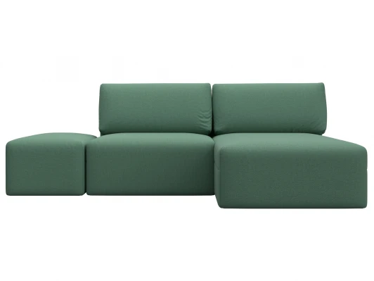 129702 Диван угловой модульный с пуфом Лига-060 НПБ угол универсальный (ЛДСП,Брус,Фанера/Пластик/Рогожка/Зеленый) Лига Диванов 129702