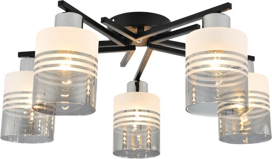 1132/5P Потолочная люстра Escada Torenia 1132/5P 5x60Вт E27, металл/стекло, черный/хром, матовый/дымчатый (220V)