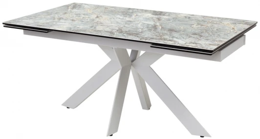 614M04355 Стол BELLUNO 160 KL-170 MALACHITE, итальянская керамика/ белый каркас