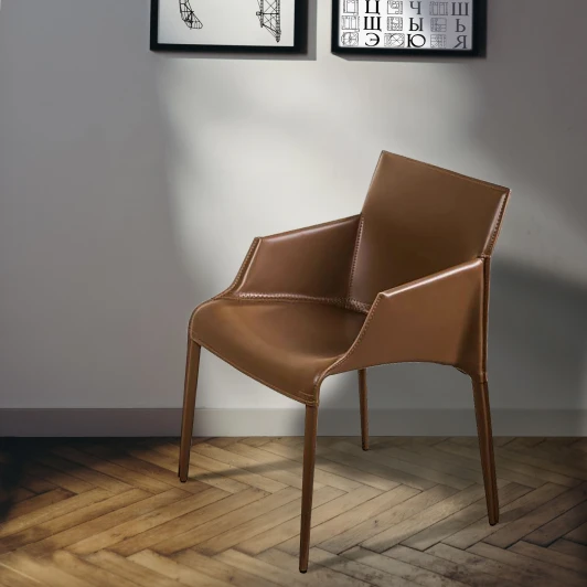 2001000001088 Стул с подлокотниками Morgan, экокожа коричневый Top Concept MORGAN 2001000001088