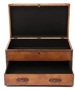 10312 Столик - сундук Secret De Maison CONCORDE ( mod. 3176 ) Античный светлый (дерево манго/кожа буйвола)