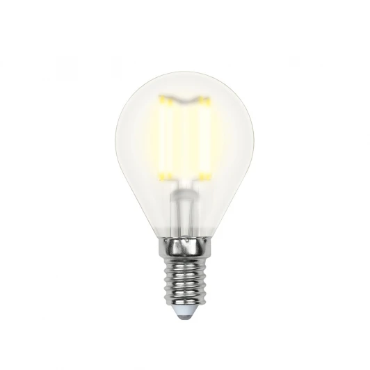 LED-G45-6W/WW/E14/FR PLS02WH картон Лампочка светодиодная груша прозрачная E14 6W 3000K Uniel LED-G45-6W/WW/E14/FR PLS02WH