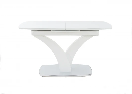 101616 Стол Нотр Дам, ПМ, МДФ, Стекло, Белый, Вставка 400, Аврора