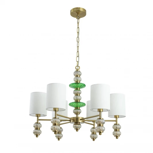 8337/6 Подвесная люстра со стеклянным декором Lumion Ilmira 8337/6 бронза/белый/зеленый, металл/стекло/текстиль E14 6*40W 220V (на цепи)