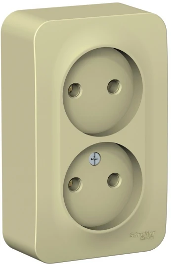 BLNRA000217 Розетка накладная двойная без заземления (бежевый) Systeme Electric Blanca BLNRA000217