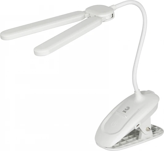 NLED-512-6W-W Офисная настольная лампа светодиодная на прищепке с регулировкой цветовой температуры и яркости зарядка от USB ЭРА NLED-512-6W-W