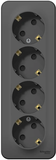 BLNRA011416 Розетка накладная четверная с заземлением и шторками (антрацит) Systeme Electric Blanca BLNRA011416
