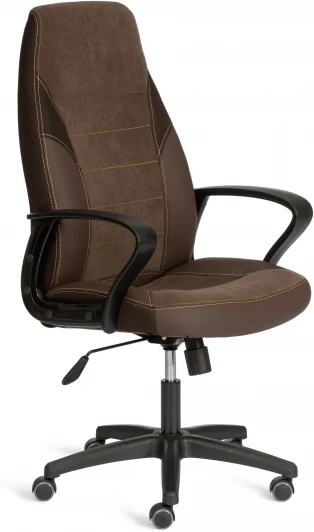 24615 Кресло INTER (24) Tetchair (Искусственная кожа,Флок,Ткань/Коричневый) арт. 24615