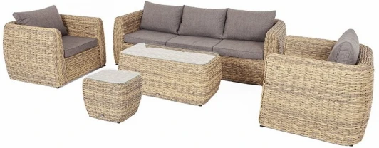 KS3C2T2-5-SET-TW "Кальяри" лаунж-зона из искусственного ротанга (гиацинт), цвет соломенный 4SIS арт.УТ-00002215