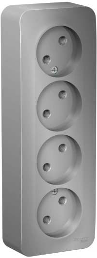 BLNRA000413 Розетка накладная четверная без заземления (алюминий) Systeme Electric Blanca BLNRA000413