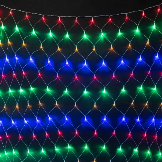 NTL384C-10-2M Светодиодная Сеть 2 x 3 м Разноцветная с Контроллером 220В, 384 LED, Провод Прозрачный ПВХ, IP54