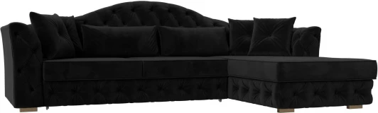 121581 Диван угловой Артис правый угол (Черный/Велюр) Лига Диванов арт.121581