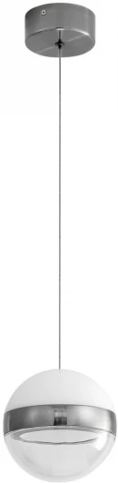 5037/9L Подвесной светильник Odeon Light Roni 5037/9L никель/прозрачн/молочный/металл/акрил LED 9W 4000K 480лм (220V, на проводе, шар)