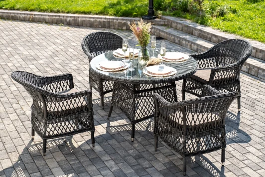 DOLC4T-5-SET graphite "Дольче" обеденная группа из искусственного ротанга, цвет графит 4SIS арт.УТ-00007673