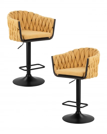LM-9690-N_B-M_TT-LAR-275-8 Набор 2 шт стул барный DOBRIN LEON (жёлтая ткань (LAR 275-8))