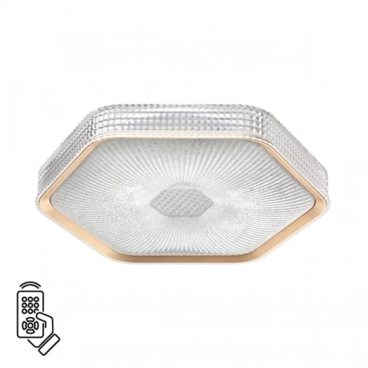 7746/48L Потолочный светильник светодиодный Sonex Sparks 7746/48L металл/пластик/прозрачный/золотистый LED 48Вт 3000-4000-6000K IP20 пульт ДУ