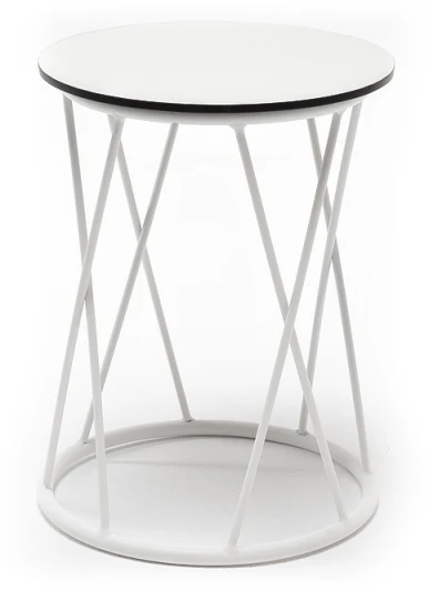WHITE-D40-Al-KOL(RAL9016MUA)-4sis "Колумбия" журнальный стол из HPL круглый Ø40 H55, каркас из стали белый, цвет столешницы "молочный" 4SIS арт.УТ-00005785