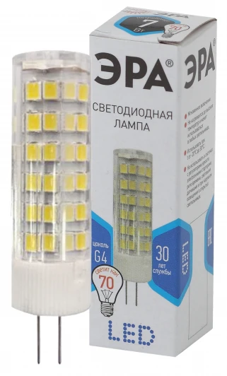LED JC-7W-220V-CER-840-G4 Лампочка светодиодная G4 7W ЭРА LED JC-7W-220V-CER-840-G4