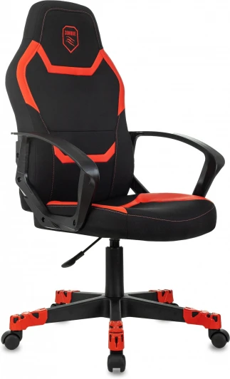 ZOMBIE 100 BR Кресло игровое Zombie 100 черный/красный ткань/эко.кожа крестов. пластик пластик черный
