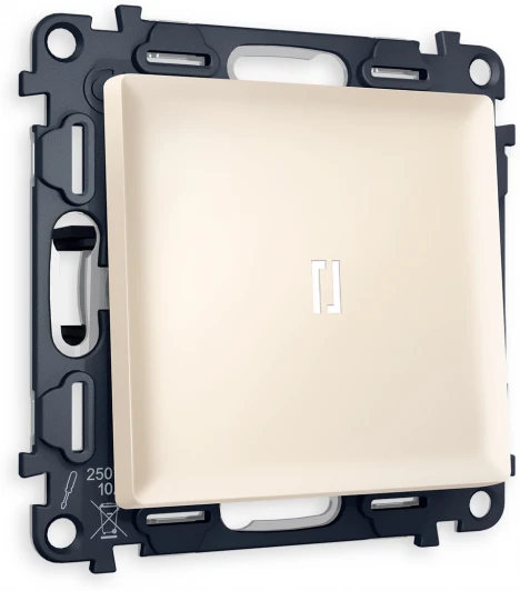 MA322035 Комплект механизма Ambrella Volt 1-клавишного проходного выключателя с подсветкой 5600K ALFA MA322035 Бежевый матовый QUANT
