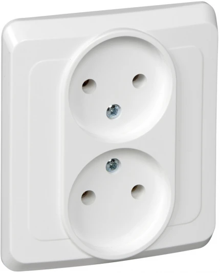 PC16-005B Розетка встраиваемая двойная без заземления (белый) Systeme Electric Этюд PC16-005B