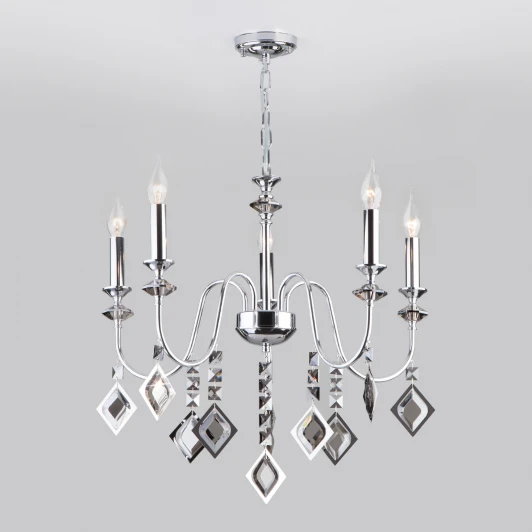 10120/5 хром Подвесная люстра Eurosvet Telao 10120/5 хром/дымчатый хрусталь Strotskis Smart